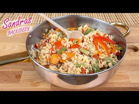 Gemüse-Reispfanne in 30 min servierfertig / vegetarisch / bunte Gemüsepfanne / leichtes Reisgericht