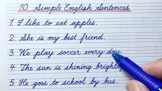 Cursive writing | 10 simple sentences in cursive writing | English | Cursive handwriting practice