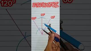 construction of 60⁰,75⁰,90⁰,105⁰ and 120⁰ angle using compass #construction #compass