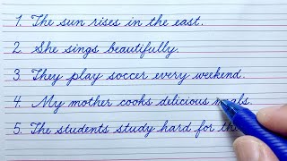 Cursive writing practice | 5 simple sentences in cursive handwriting | English cursive handwriting