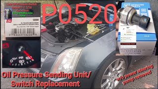 Cadillac CTS 3.6L oil pressure sending unit sensor replacement without removing powersteering P0520