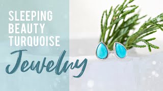 Blue Sleeping Beauty Turquoise 14K Yellow Gold Stud Earrings Related Video Thumbnail