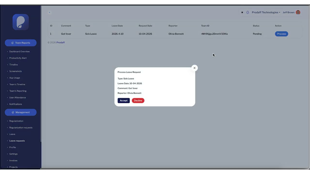 How Managers Approve Leave Requests in Prodaff | Process Pending Leaves Fast