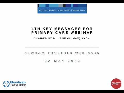 4th Key Messages for Primary Care Webinar – 22 May 20