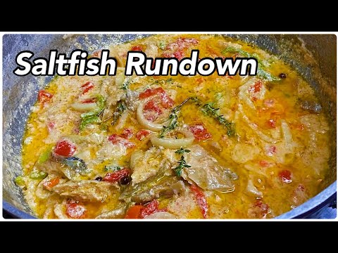 Jamaican Rundown, Salt fish Rundung simmer in Coconut milk! Delicious!