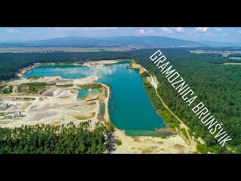 Gravel pit (gramoznica) Brunšvik from above | Phantom 4 Pro 4K video