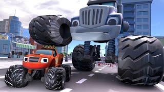 Download lagu OMG!!! Red Monster Trucks RUN NOW!!! GIANT Monster Trucks behind you | Story Blaze 3D Animation mp3