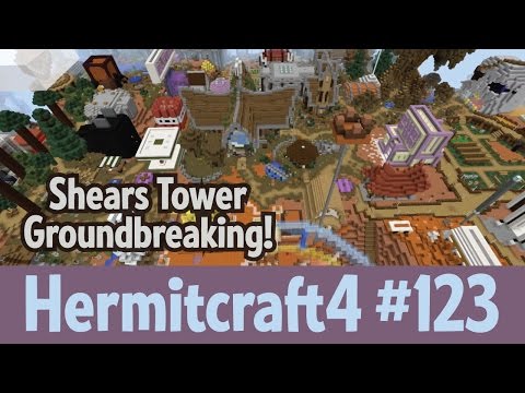 Shears Tower (Sears Tower at 1/7 scale in wool) groundbreaking — Hermitcraft 4 ep 123