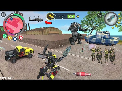Rope Hero Vice Town - (Transformer Monster Truck Fight Tanks and Robots) Monster Truck in Army Base