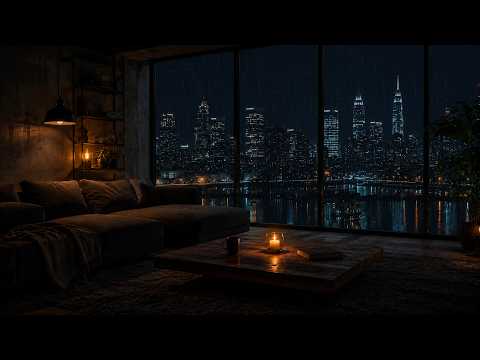 Rainy Loft Window 🌧️ Deep Focus Music | Night City Ambience (2 Hours)