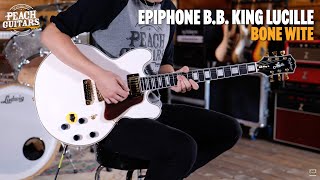 Video thumbnail for No Talking...Just Tones | Epiphone B.B. King Lucille Bone White by Peach Guitars