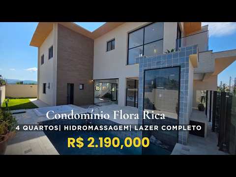 SOBRADO NOVO A VENDA CONDOMÍNIO FLORA RICA EM PERUÍBE 4 SUÍTES, PISCINA, SAUNA E OFURO LITORAL SUL