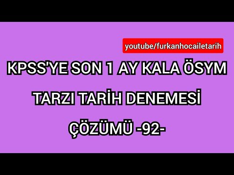 1 MONTH TO KPSS ÖSYM STYLE HISTORY EXAM SOLUTION - 92 KPSS HISTORY #kpsstarihexam #kpss2022