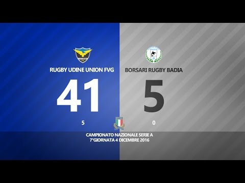 Serie A - 8^ giornata 2016/2017: Rugby Udine Union FVG - Borsari Rugby Badia