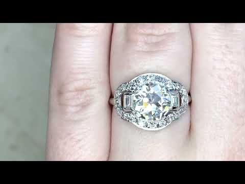 1.84ct Center Old European Cut Diamond Art Deco Engagement Ring - Hewitt Ring - Hand Video