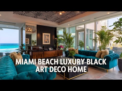 Miami Beach Luxury Black Art Deco Home with Retro Charm and Oceanfront Views