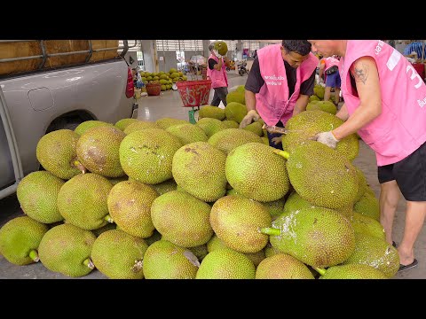 The Biggest Fruit in The World!! Giant Jackfruit Cutting Skills - Thai Street Food