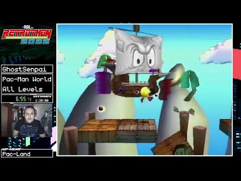 RGLtv Retrothon 2022 - (068) Pac-Man World (all levels) by Ghost Senpai