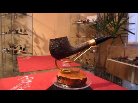 Brand new briar pipe PARONELLI half bent apple handmade sandblast dark - 400889057614