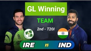 IND vs IRE T20 Dream11 Team II IRE vs IND Dream11 Team Prediction II 2ND T20 II Ire vs Ind dream11