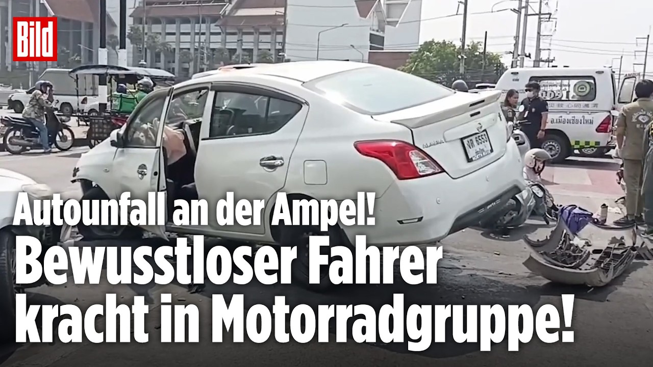 SCHOCK IN THAILAND: 3 Verletzte bei Crash! Auto kracht in Motorradgruppe!