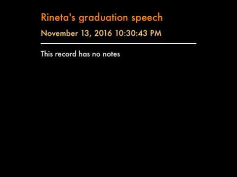 Rineta's graduation speech