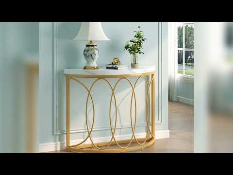 A must-have product! Tribesigns Half Moon Gold Console Table, 43" Modern Entryway Table, Narrow Se