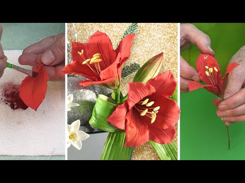 Coloring & Assembly | Make Christmas Amaryllis For Cakes & Gifts - Part 2