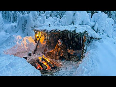 3 Days SURVIVAL a  -12°C SNOWSTORM; No Shelter, No Sleeping Bag. WINTER Bushcraft Camping
