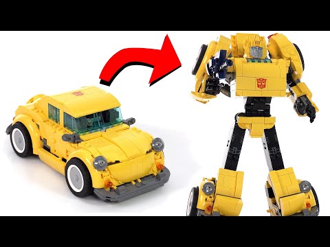LEGO Bumblebee car to robot: Transformed in real time! Transformers set 10338