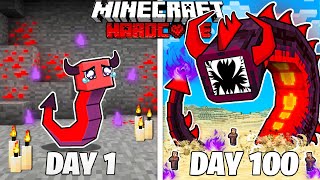 I Survived 100 Days as a DEMON WORM in HARDCORE Minecraft