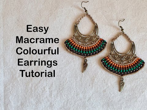 Easy macrame colourful earrings tutorial