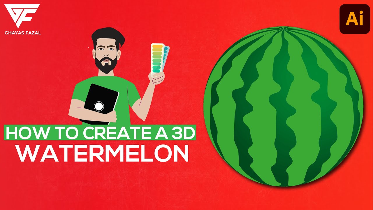 How to create a 3D Watermelon | Adobe Illustrator Tutorial