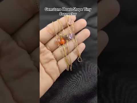925 sterling sivler natural gemstone heart shape tiny connec...