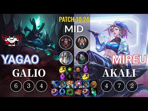 JDG Yagao Galio vs Mireu Akali Mid - KR Patch 10.24