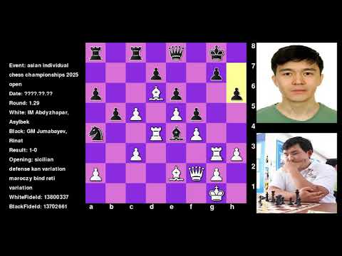 Abdyzhapar Asylbek Vs Jumabayev Rinat Asian Individual Chess Championships 2025  Open Round 1