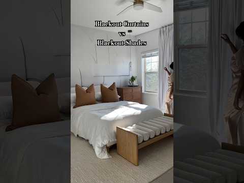 Blackout curtains vs blackout shades. Which do you prefer? #blackoutcurtains #blackoutshades