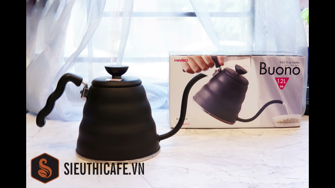 Ấm Rót Hario V60 Buono VKB-120-MB 1200ml Matte Black