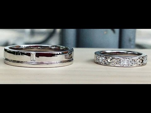 His & Her Celtic Design 18K White Gold Wedding Bands from Bangkok, Thailand