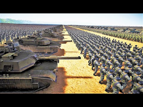 MODERN ARMY with M1 Abram Tanks & MLRS vs 2 MILLION WW2 ARMY - Ultimate Epic Battle Simulator 2