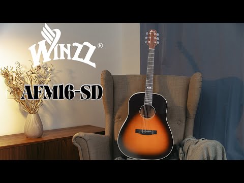 WINZZ AFM16-SD Slope Shoulder Dreadnought Solid Sitka Spruce Acoustic Guitar with Reinforced Carbon Fiber Neck image 9