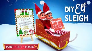 DIY Printable ELF SLEIGH Tutorial 🎅 Easy Elf Arrival & Goodbye Scene with Letters + Elf Signs! 🎄✨