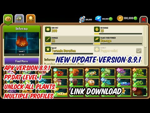 Plants vs Zombies 2 APK Version 8.9.1 and PP.Dat Level 1 Unlock All Plants