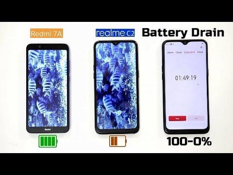 Redmi 7A Vs Realme C2 Battery Drain Comparison(100-0% on Actual Uses) Video