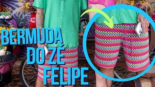 Bermuda Masculina em Crochê Zé Felipe passo a passo