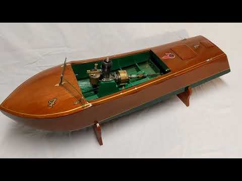 1940's Tether Boat kit restoration. Made by Berwyn Model Co. of Berwyn, MD. 25in model.