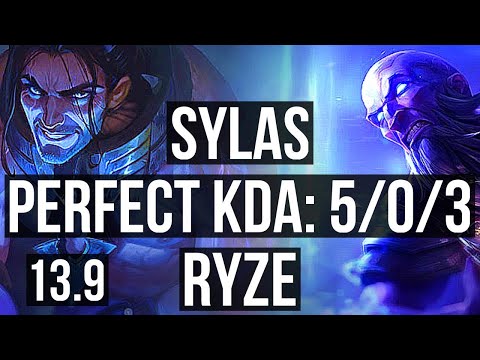SYLAS vs RYZE (MID) | 5/0/3, 500+ games | KR Grandmaster | 13.9