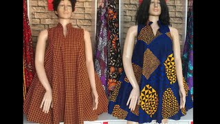 HOW TO MAKE A BISHOP COLLAR CIRCLE SHORT DRESS/DIY CUTTING AND STITCHING