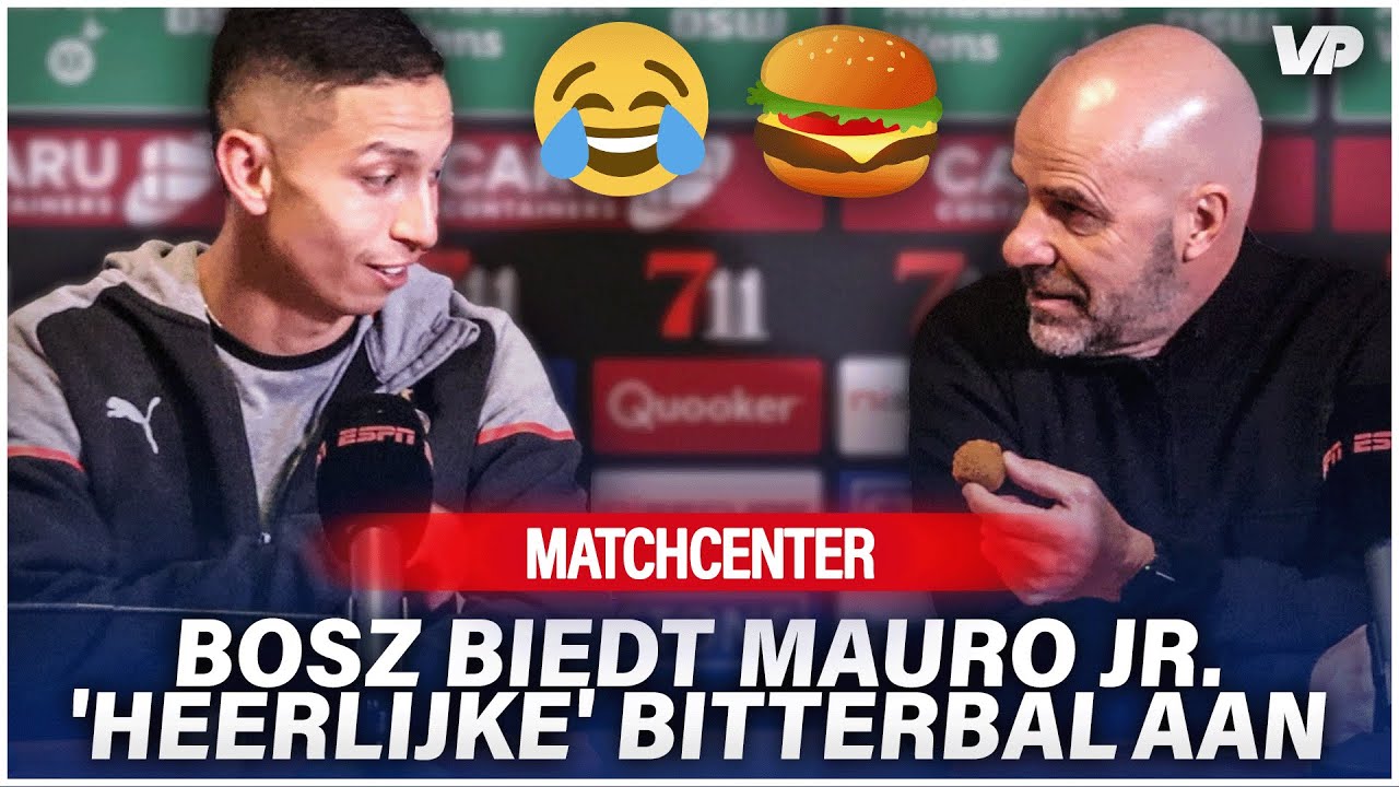 Thumbnail for article: Heerlijke beelden: Bosz vergrijpt zich aan bitterballen na zege in Rotterdam