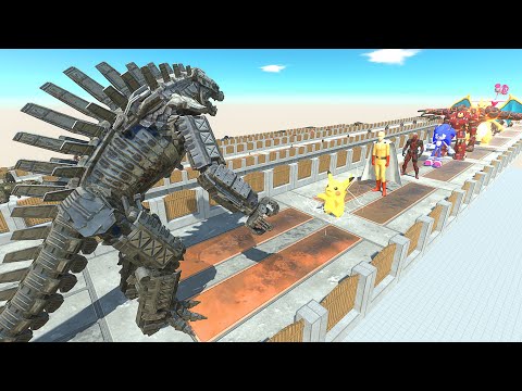 MECHA GODZILLA STAIR DEATH RUN - Animal Revolt Battle Simulator